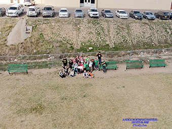 Photo of students taken by drone