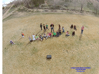 Photo of students taken by drone