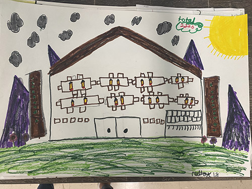 Child's drawing of a large house